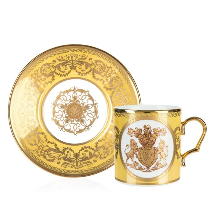 Royal Collection Shop Special Edition Lustre Turquoise And Yellow Coffee Cup And Saucer* Cups & Saucers